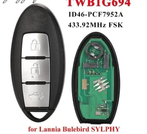 Fits Nissan Lannia 433Mhz TWB1G694 Complete Transponder Remote Key - Foto 1 di 3
