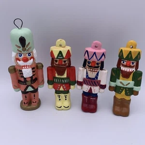 4 Vintage Christmas Nutcracker Ceramic Ornaments 4" Handpainted - Picture 1 of 8