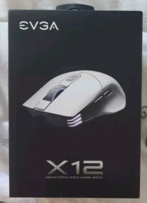 EVGA X12 Gaming Mouse WHITE 8k Wired Customizable Dual Sensor 16000 DPI NEW - Image 1 of 4