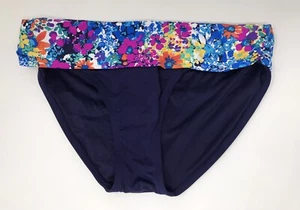 Traje de baño Anne Cole Firme Hipster Bikini Parte Inferior Azul Floral Plegable Sobre la Parte Superior Med - Imagen 1 de 5