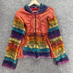 Unbranded Full Zip Hoodie Women S/M Red Striped Hooded Long Sleeve Cotton Casual - Picture 1 of 7