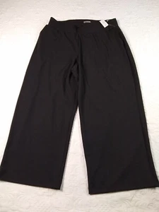 Catherine's Crepe Knit Dress Pants Women's 1X Black Wide Leg Elastic Waist NWT - Picture 1 of 10