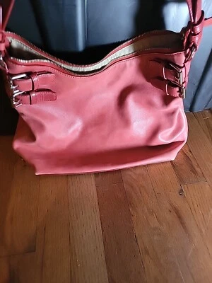 Cole Haan Rounded Hobo Carribean Red Leather Shoulder Tote Bag Purse - Image 1 of 4