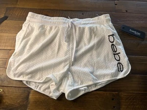 Solid Mesh Short BEBE SPORT MSRP $49 NWT M White - Picture 1 of 11