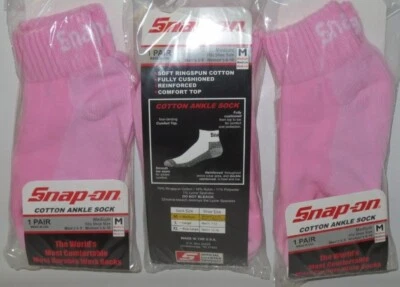 5 PAIRS Snap-On PINK Ankle Socks MEDIUM 6-10  MADE IN USA *NEW* - Image 1 of 2