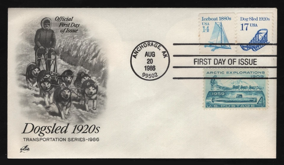 #2135 17c Dog Sled-Combo, Art Craft H/C FDC **ANY 5=FREE SHIPPING** - Image 1 of 1