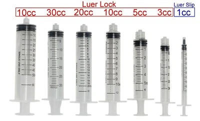 Luer lock & Slip Syringes Without Needles, Sterile, Individually Wrapped FDA & - Image 1 of 3