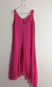 BANDOLERA DRESS SIZE UK 14 EU 40 PINK FULLY LINED SIDE ZIP ASYMM. HEM - Picture 1 of 4