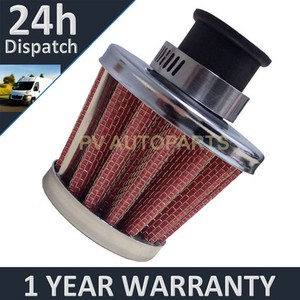 25MM AIR OIL CRANK CASE BREATHER FILTER MOTORCYCLE QUAD CAR RED & CHROME CONE