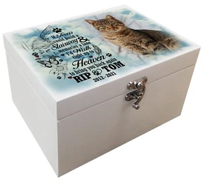 Urna de madera blanca para mascotas, gato, perro, foto urna conmemorativa / ataúd / caja de memoria. - Imagen 1 de 17