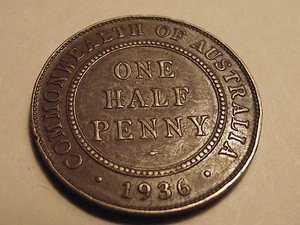 #2370 Australia; mezzo penny 1936 - Foto 1 di 2