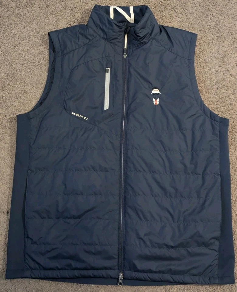Chaleco de golf Zero Restriction Primaloft híbrido ligero cremallera completa azul para hombre XL Foto 1 de 4