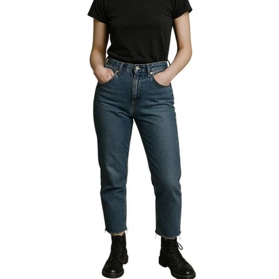 Topshop Moto High Waist Mom Cropped Raw Hem Jeans Size 30 - Image 1 of 4