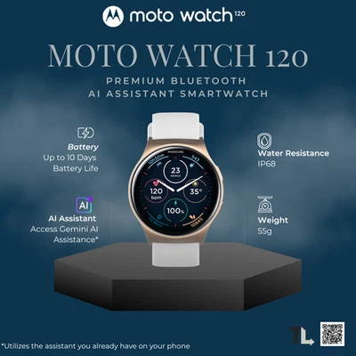 Brand New Motorola Moto Watch 120 AMOLED 300mAh IP68 AI Assistant - Image 1 of 4