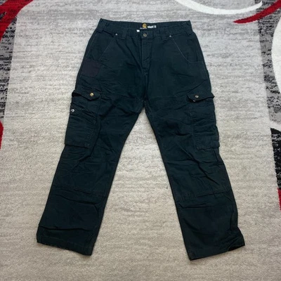 Carhartt B342 Duck Canvas Double Knee Cargo Pants 34 Black Y2K Skater Mens 34x30 - Image 1 of 4