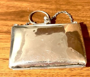 Antike versilberte EPNS Damen Geldbörse mit Fingerring und Kette 64,36 g - Bild 1 von 14