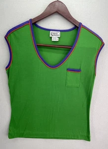 VTG 70/80s Campus Casuals Colorblock MOD Green Purple Orange Retro Top Women’s M - Picture 1 of 5