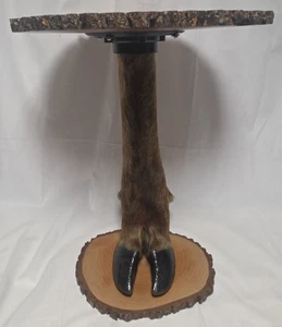 Piedistallo/tavolo con gambe di alce vero 18,5" alto 17" largo legno superiore e inferiore - Foto 1 di 10