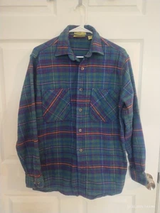 Vintage St. Johns 80's Big Mac plaid button front cotton flannel Mens Medium  - Picture 1 of 5