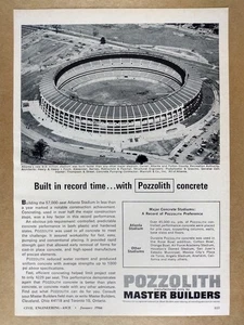 1966 Pozzolith Concrete Atlanta Stadium photo vintage print Ad - Picture 1 of 1