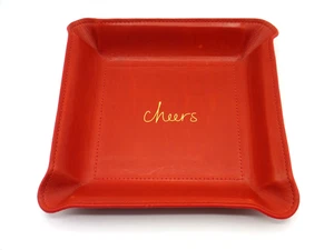 Valet Tablett Catchall Leder Neu 6 1/2" Quadratisch geformtes Design Prost ROT - Bild 1 von 5