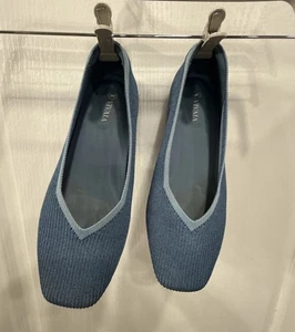 Planos para mujer Vivaia Denim azul Margot 2.0 punta cuadrada corte en V EU 42 (US 10.5-11) - Imagen 1 de 8