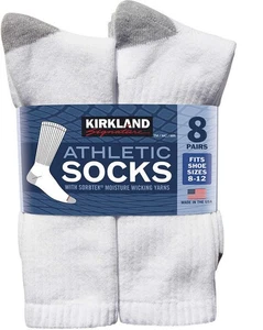 Kirkland Signature Men’s Athletic Sock 8-pair, White (White, 8-12) - Picture 1 of 2
