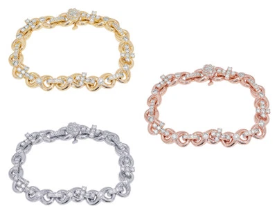 Solitaires 33 Pointer 10.20 CT Diamond 15 Pointer Cross n Infinity Link Brace... - Image 1 of 4