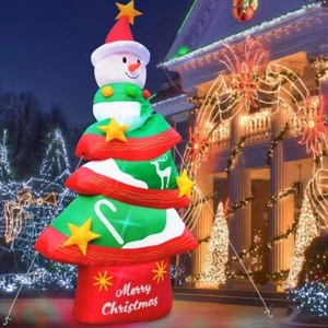 JUMBO 12' Alto ÁRBOL Y MUÑECO DE NIEVE Inflable Navidad Exterior Patio Decoración* NUEVO - Imagen 1 de 6