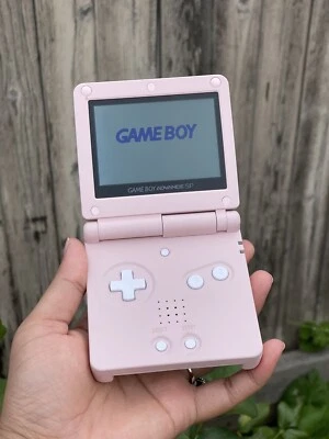 Customized Soft Touch Cherry Blossoms Pink Gameboy Advance SP IPS Screen & USB C - Image 1 of 4
