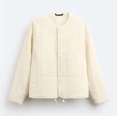 Abrigo Chaqueta Acolchada Ligera Zara Para Hombre Escote Modular Crema Cierre a Presiones XL NUEVO CON ETIQUETAS Foto 1 de 4