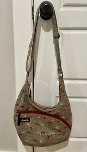 KAVU Sydney Satchel Crossbody Bag (BOHEMIAN Fan Design In Burgundy And Brown)