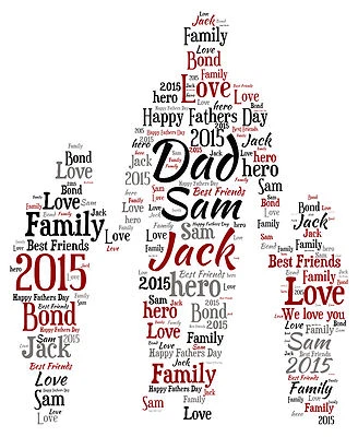 WORDARTGIFTS4U Fathers Day Dad Daddy & Sons Personalised Word Art Birthday Print Gift