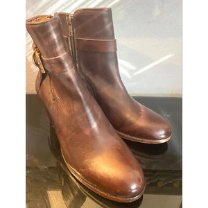 Vintage USA FRYE Women's Brown Leather Biker Boots Size 10B Preowned - Picture 1 of 13