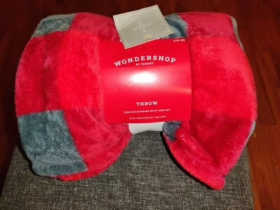 Wondershop Target Soft Throw Red & Blue/Gray Plaid 50"×60" Velvety Warm Comfy - Image 1 of 2