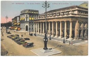 Bordeaux 33 Le grand théâtre et Place de la comédie CPA animée colorisée écrite - Picture 1 of 2
