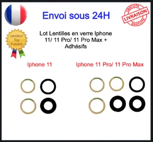 LENTILLE VERRE APPAREIL PHOTO CAMERA IPHONE 11 11 Pro 11 Pro MAX ADHESIF QUALITE - Imagen 1 de 15