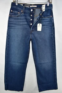 Jeans donna Levi's Premium Ribcage dritti alla caviglia vita alta Big E nuovi taglia 29x27 - Foto 1 di 10