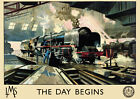 Vintage Terence Cuneo Railway Poster The Day Begins Steam Train Art Print A3 A4