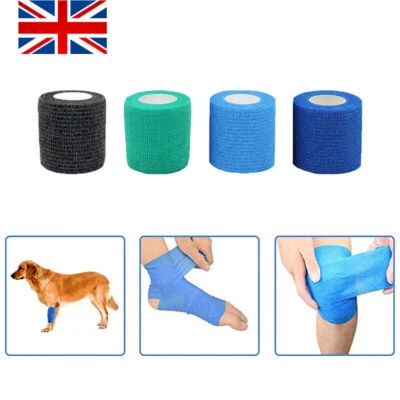 First Aid Sports Bandage Self-Adherent Wrist Ankle Gauze Tape Elastic Vet Wrap - Image 1 of 4