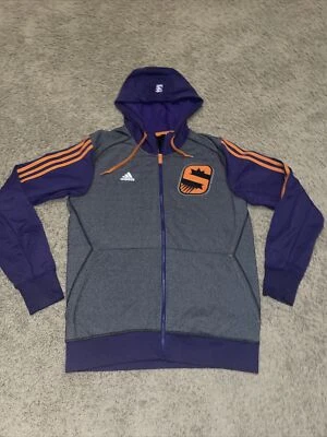 VTG Adidas Phoenix Suns Zip up Warm up Jacket 07/13 Gray Purple Mens Size Medium - Image 1 of 4