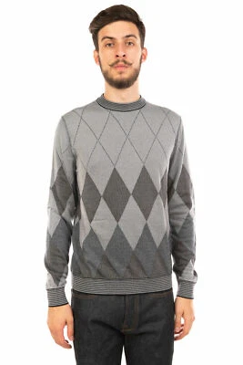 BALLANTYNE Wool Jumper Size 50 / M Argyle Striped Trim Made in Italy RRP €385  - Image 1 of 4