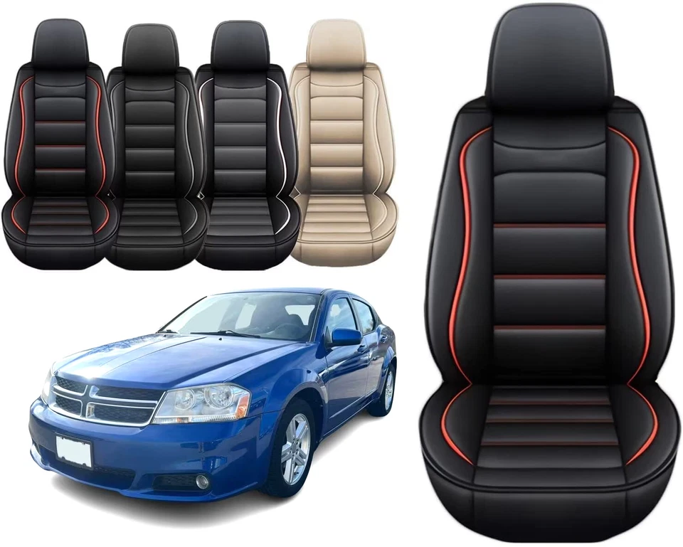 Car 2 Seat Front Covers Cushion Pad PU Leather Fit For Dodge Avenger 2008-2014 - Image 1 of 1