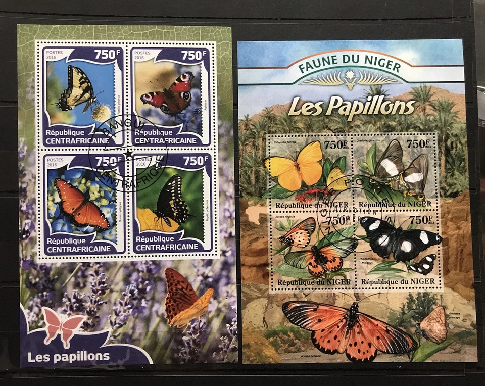 2x Butterflies / Insects / Nature  - M/S stamps  Timbres - CTO - R - Image 1 of 1
