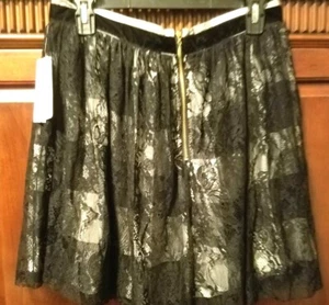 Copper Key Junior Black Lace Skirt with Plaid Lining L NWT - Picture 1 of 5