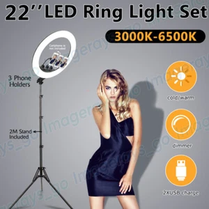 22" Dimmable LED Ring Fill Light with Tripod Stand Lighting Make Up Video Lamp - Picture 1 of 12