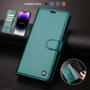 Magnetic Leather Wallet Card Flip Case For iPhone 16 Plus 15 14 13 12 11 Pro Max - Picture 1 of 29