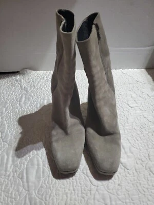 Prada Vero Cuoio Womens Suede Boots Taupe Gray Size 36 Italy US Size 5.5 - Image 1 of 4