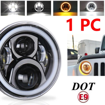 Fari LED 7''' Halo Angel Eyes per Jeep Wrangler Hummer Land Rover Defender - Immagine 1 di 4