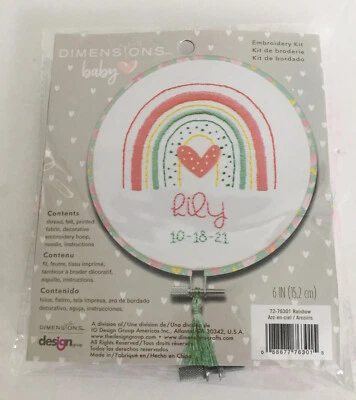 Dimensions Embroidery Kit 6" Round-New Birth Record -72-76301 - Image 1 of 2